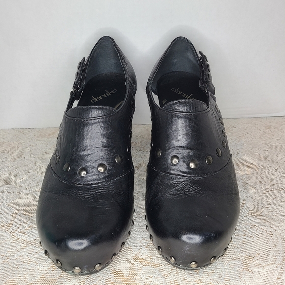 Dansko black leather studded clog, side snap. - Picture 3 of 9